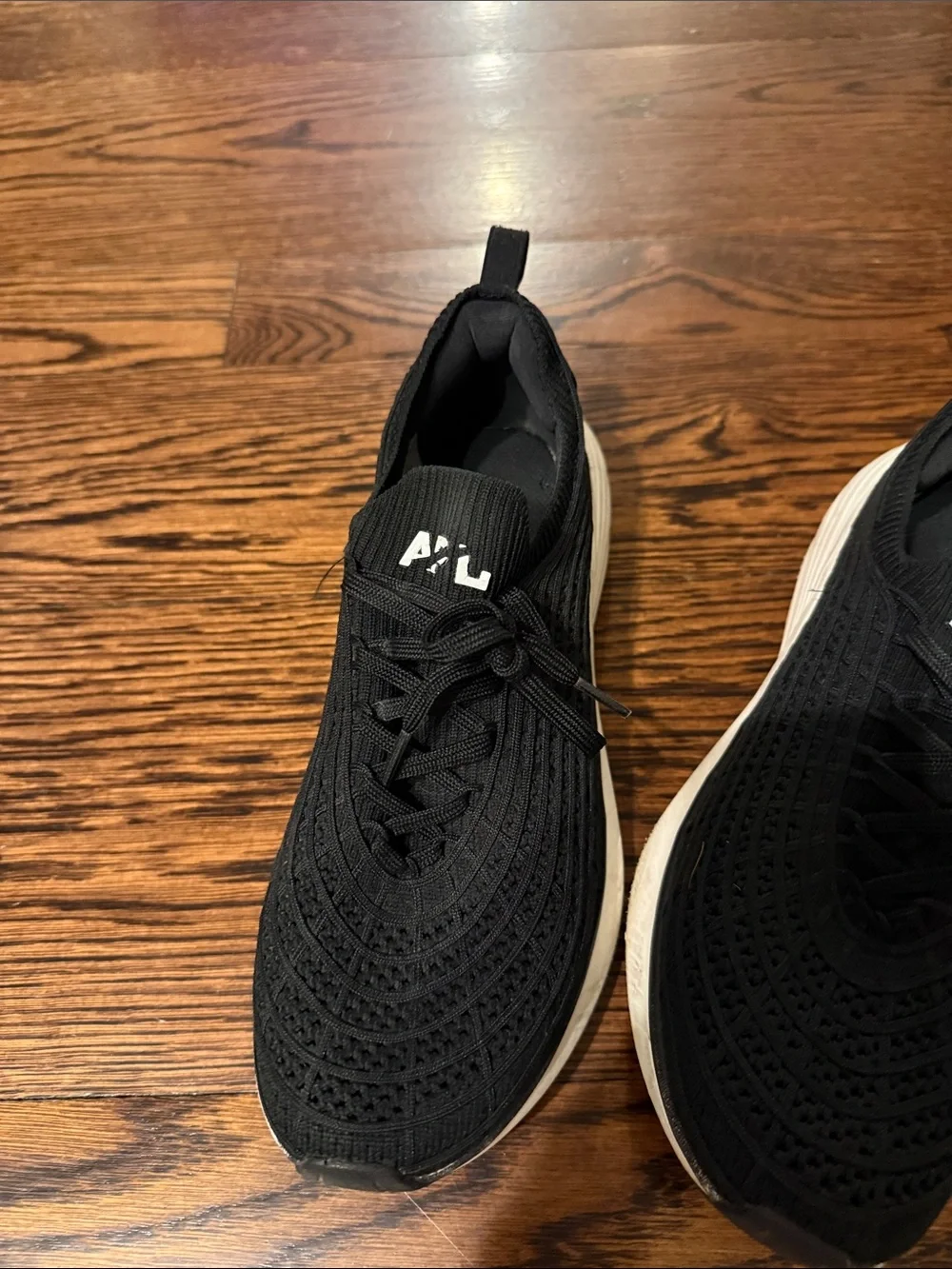 APL Black Knit Athletic Sneakers with White Sole